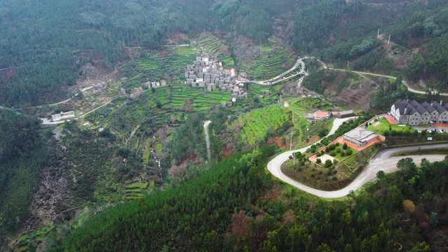 Aerial shot of Piodao the picturesque little village in Portugal.