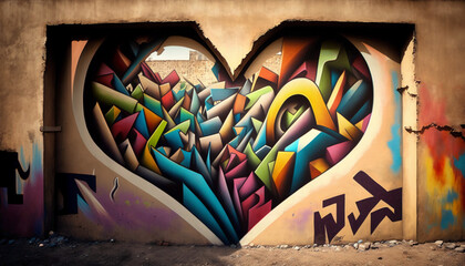 Graffiti San Valentino. AI Generated