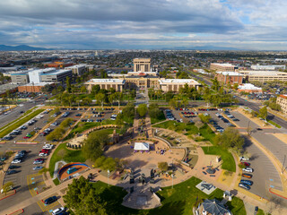 Arizona State Capitol, State Senate, House of Representatives building and Wesley Bolin Memorial...