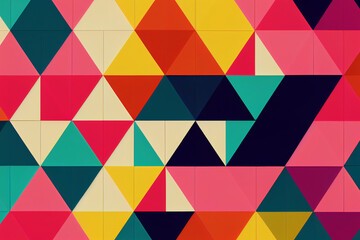 several colorful arranged triangles, background image made with Generative AI
