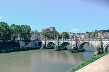 Naklejka premium Cityscape of Rome Ponte Umberto I, Italy