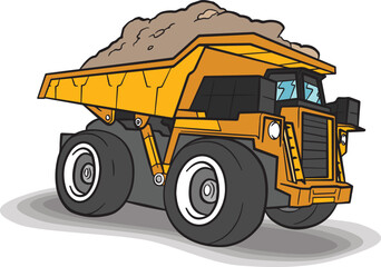 Haul Truck Lorry Heavy Vehicle Transportation Vector Illustration