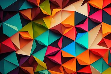 Fototapeta Abstract triangle geometry pattern background. Generative AI obraz