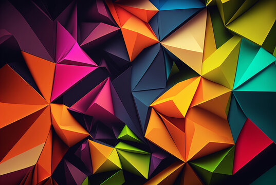 Fototapeta Abstract triangle geometry pattern background. Generative AI