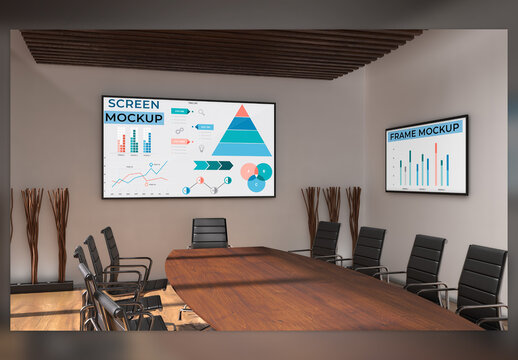 Screen Mockup in a Meeting Room