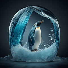 penguin on the ice. Generative AI