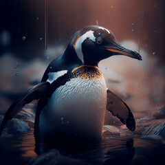 penguin on the beach. Generative AI