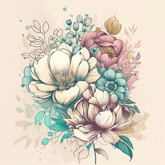 abstract floral background. Generative AI