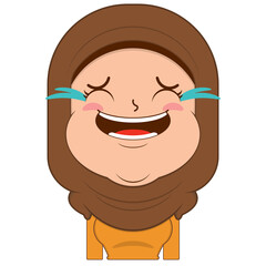 muslim girl laughing face cartoon cute