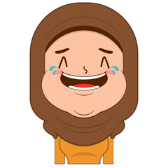 muslim girl laughing face cartoon cute