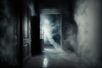 Fototapeta na wymiar a misty, dark gray interior that is grungy. mysterious idea. Generative AI