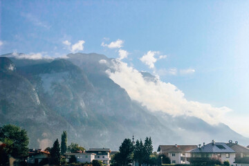 Small Austrian town with mountain view, Innsbruck, Austria	