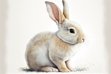 white cartoon hare that is adorable. Generative AI
