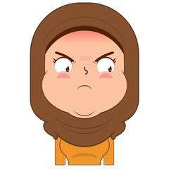 muslim girl angry face cartoon cute