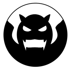 black and white of evil monster