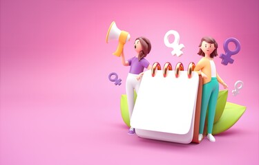 Women's Day Calendar. 3D Illustration
