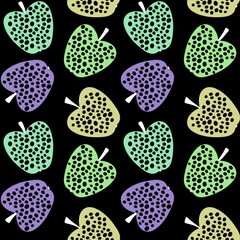 Cartoon fruit seamless apples and polka dots pattern for wrapping paper and kids clothes print and fabrics