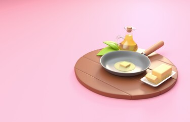 Isolated 3D Cooking. 3D Illustration