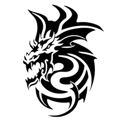 black and white of dragon shape