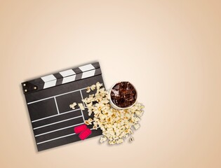 Classic film slate or clapboard on background