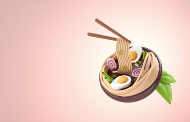 Isolated Japanese Food. 3D Illustration