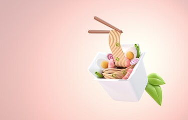 Isolated Japanese Food. 3D Illustration