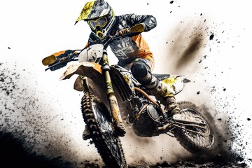 Extreme Motocross MX Rider,isolated white background,Generative ai