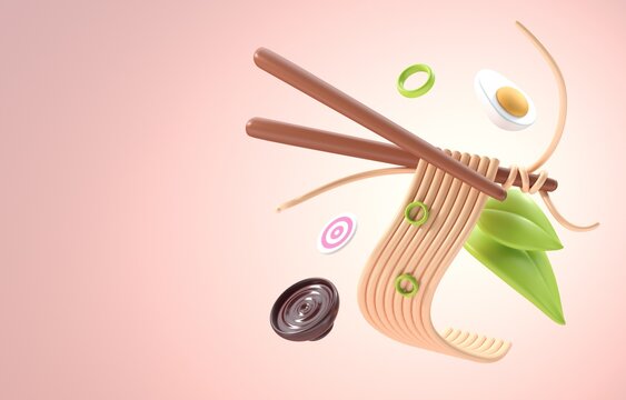 Isolated Japanese Food. 3D Illustration