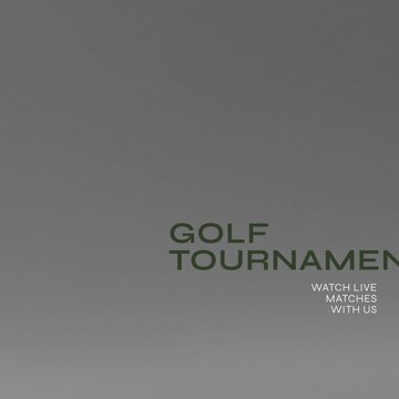 Square image of golf tournament on grey background