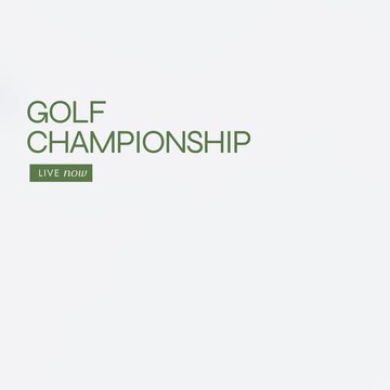 Square image of golf championship text over grey background