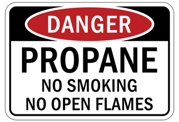 Fototapeta premium Propane warning chemical sign and labels no smoking no open flames