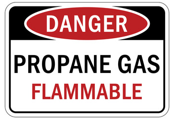 Propane warning chemical sign and labels propane gas flammable