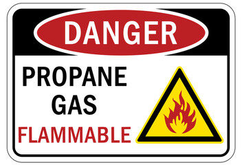 Propane warning chemical sign and labels propane gas flammable