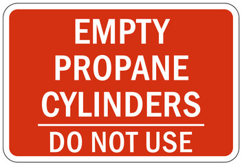 Obraz premium Propane warning chemical sign and labels empty propane cylinders do not use