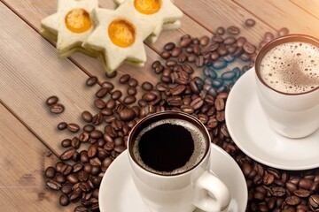 Hot tasty aroma cup of coffee