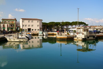 Fototapeta na wymiar The small harbor of Cesenatico, Italy