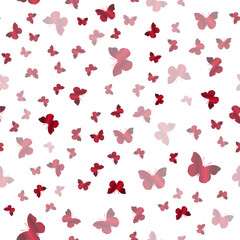 Random seamless pattern with red butterflies silhouettes, vector illustration, pattern swatch included