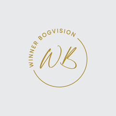 Luxury letter WB logo design, Script font and signature initials, Premium