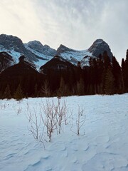 Frozen Quarry lake near Canmore, Alberta