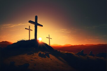 Background of Jesus Christ and his cross. Generative AI.