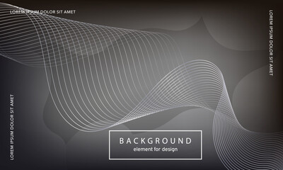Abstract background. Wave element for design poster. Digital frequency track equalizer. Stylized line art. Gray shiny wave lines created using blend tool. Curved wavy line smooth stripe. Vector.