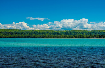 Tree LIned Lake Superioe shoreline Northern Michigan Scenery