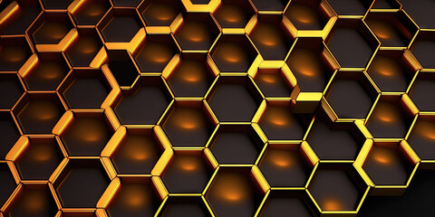 Technical 3D hexagonal background design, Generative AI
