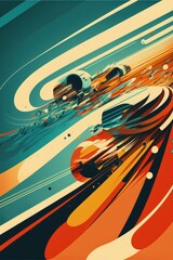 Exciting motorbike racing, grunge and expressionist poster illustration made with Generative AI