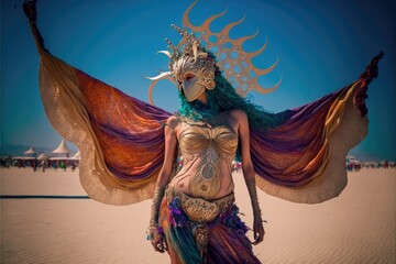 participant of a festival outdoors in the desert