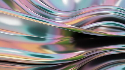 Pink and green beautiful airy flowing vertical Bezier metal Abstract, dramatic, modern, luxurious and exclusive 3D rendering graphic design element background material.