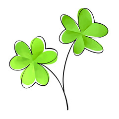 Shamrock leaves as design element. Three leaves clover. St.Patrick's symbol. Isolated. Ireland Holiday. Digital illustration on white.	