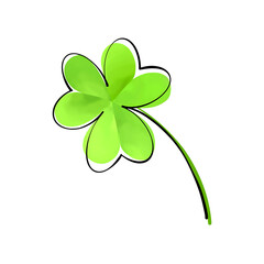 Shamrock leaves as design element. Three leaves clover. St.Patrick's symbol. Isolated. Ireland Holiday. Digital illustration on white.	