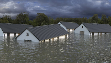 Flooded houses