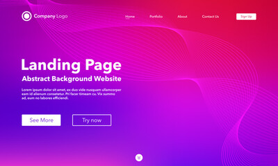 Gradient abstract wave background. Landing Page. Template for websites or apps. Modern design. Digital frequency track equalizer. Colorful shiny wave line. Curved wavy line smooth stripe. Vector style